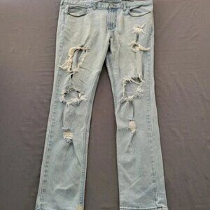 PacSun Mens Skinny Distressed Light Wash Ripped Denim Jeans 36x30 Streetwear